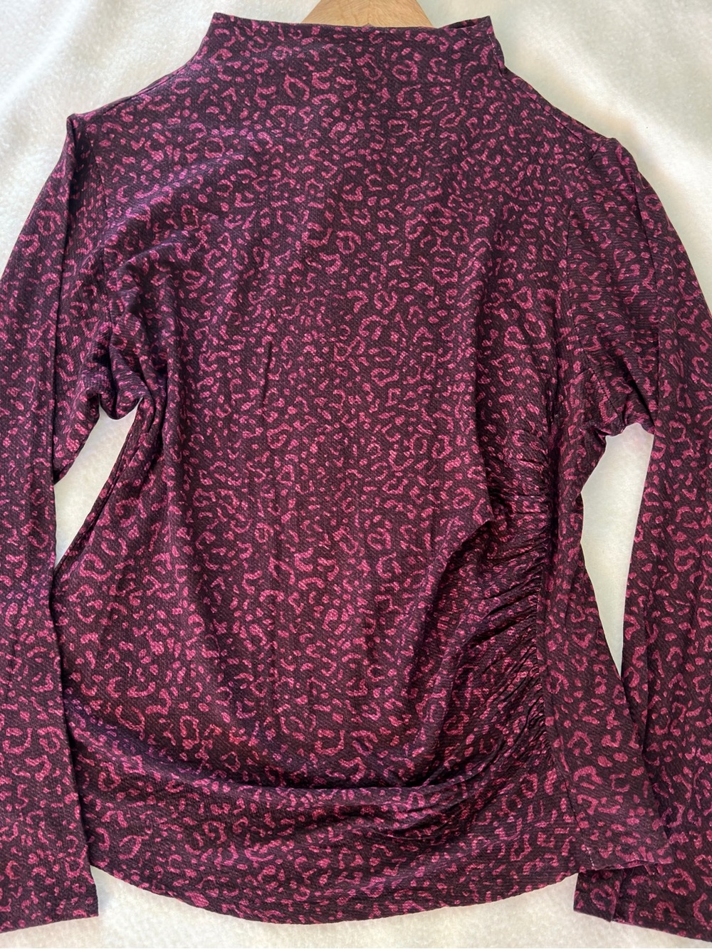 Democracy Magenta Leopard Mock Neck Long Sleeve Top